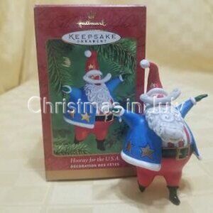 Hallmark 2000 Hooray for the U.S.A. Stars Stripes Santa Christmas Ornament